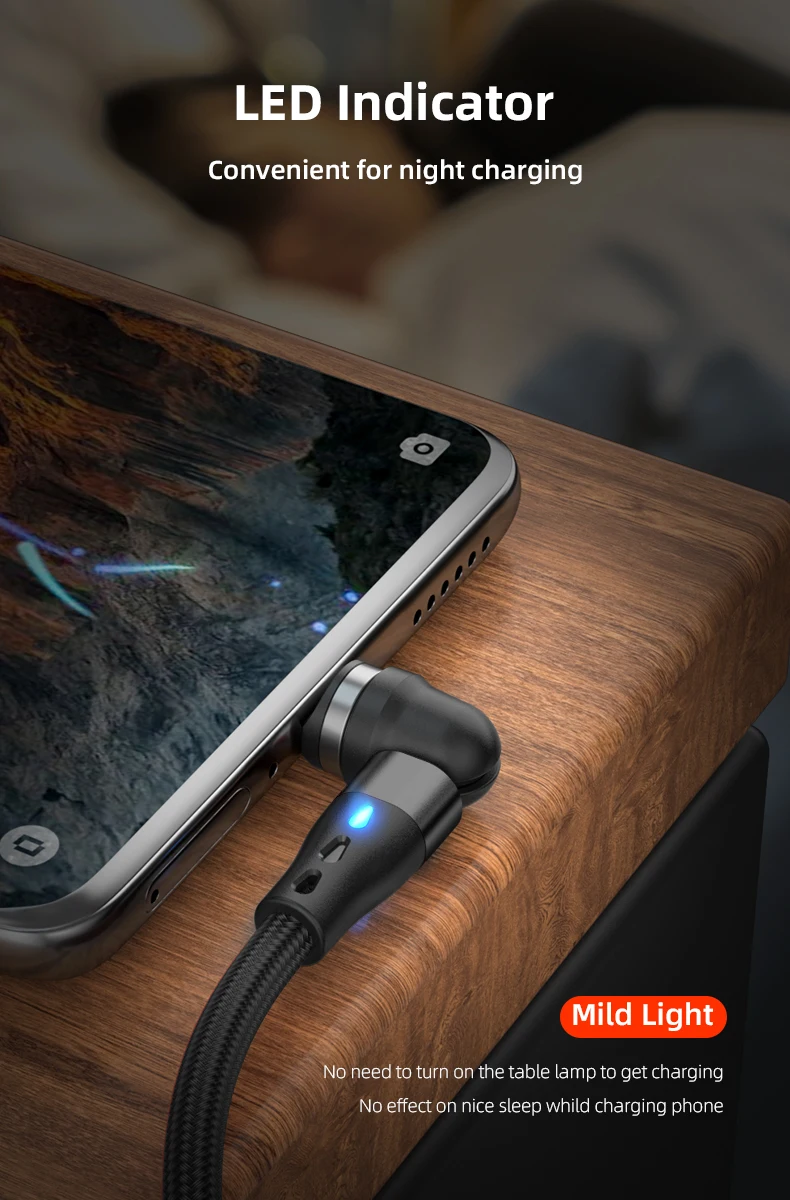 AUFU 5A Magnetic Cable 540 Rotate Fast Charging Magnetic USB Type C Cable For iPhone 14 Samsung Xiaomi Realme Mobile Phone Cable