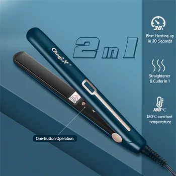 CkeyiN Mini ferro da stiro per capelli 2 in 1 piastra per capelli e bigodino ferro da stiro portatile a temperatura costante 1
