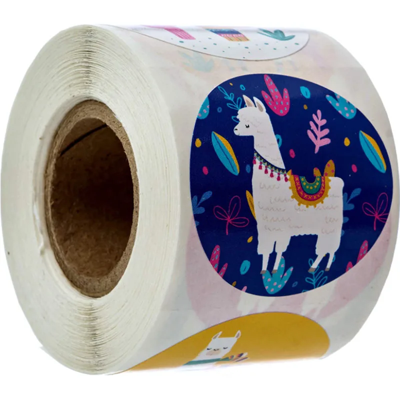 500pcs/roll Reward Sticker for Kids Alpaca Cactus Animal Cute Pattern 1 inch 6 Designs School Teacher Supplies Child Sticker 500pcs roll reward sticker for kids alpaca cactus animal cute pattern 1 inch 6 designs school teacher supplies child sticker