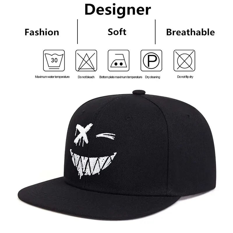 Baseball Cap Unisex Personality Ghost Expression Embroidery Hip-hop Outdoor Adjustable Casual Sunscreen baseball cap