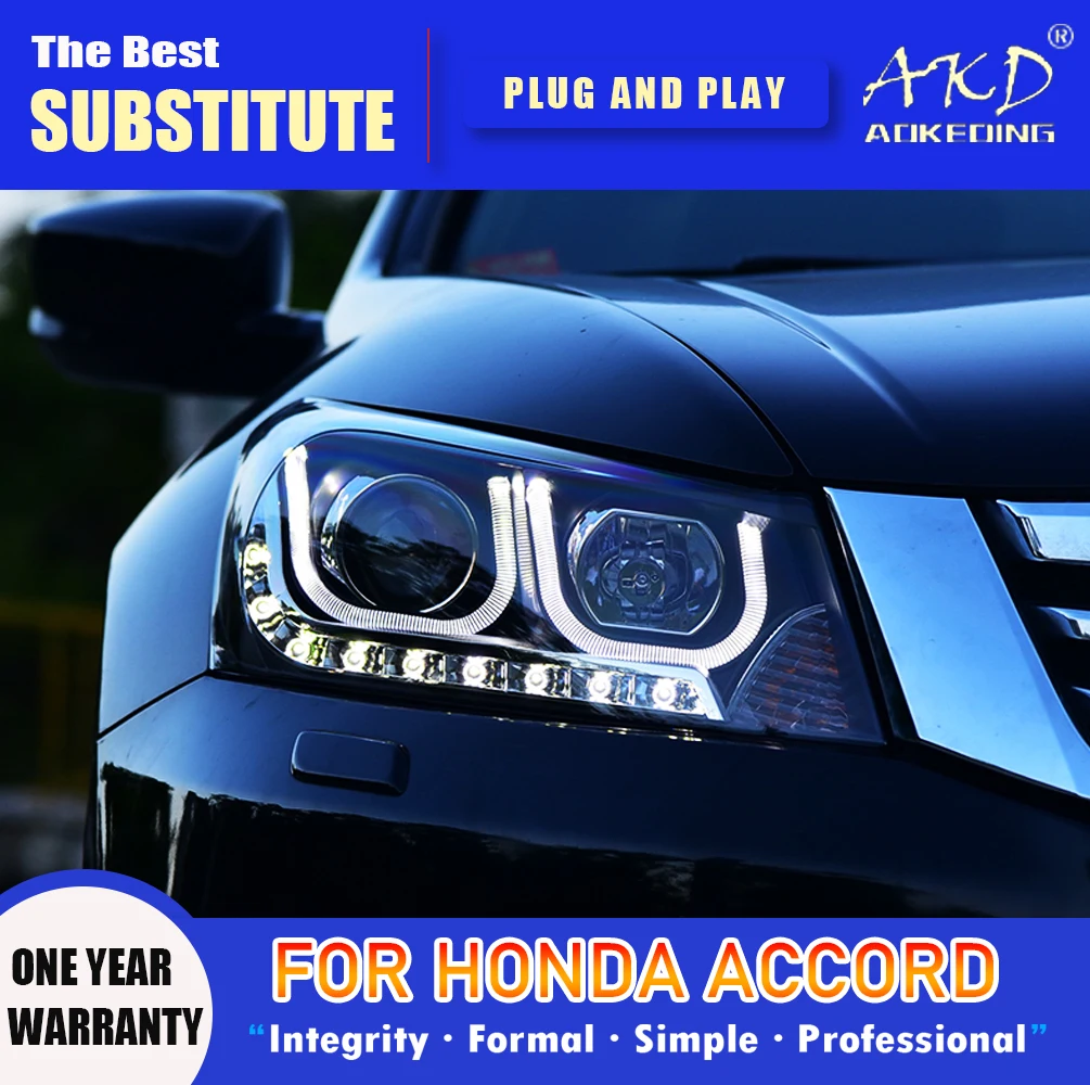 

AKD Head Lamp for Honda Accord LED Headlight 2008-2012 Headlights Accord G8 DRL Turn Signal High Beam Angel Eye Projector Lens