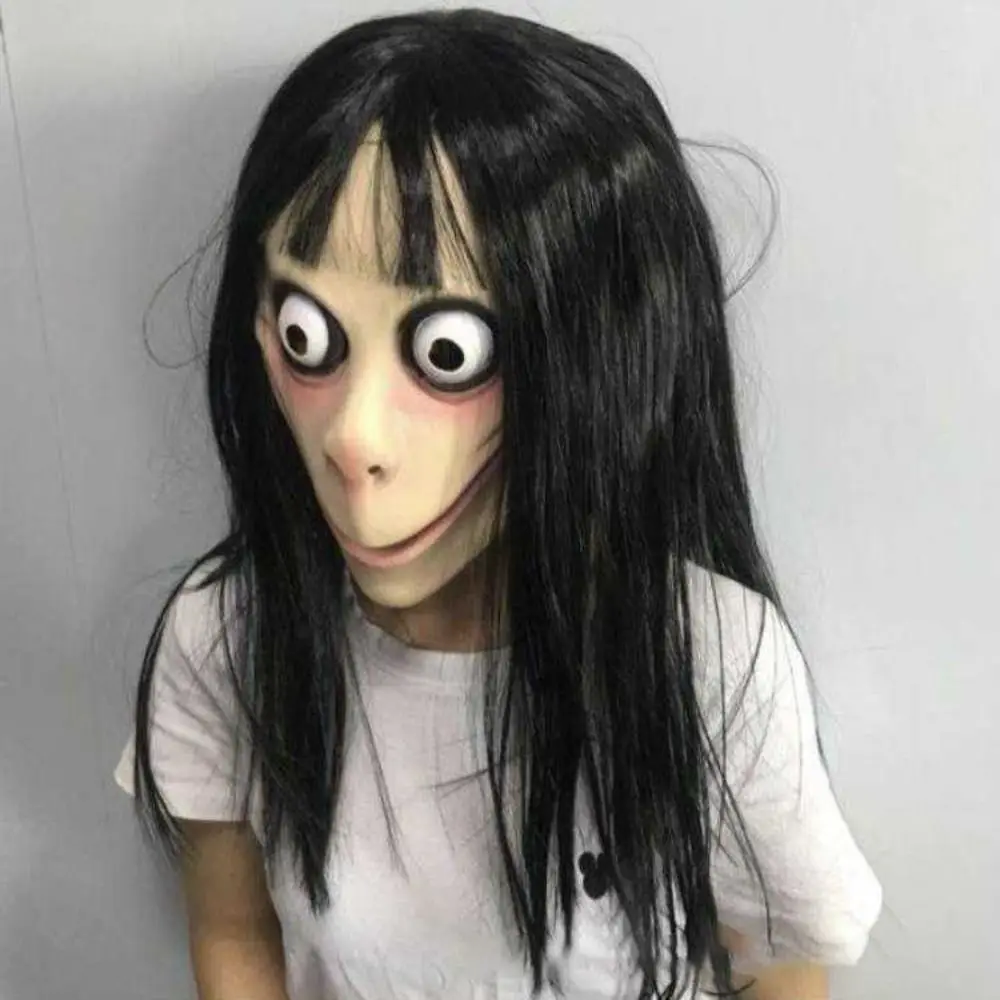 Scary Ghost Mask with Long Wig for Cosplay and Halloween Parties
