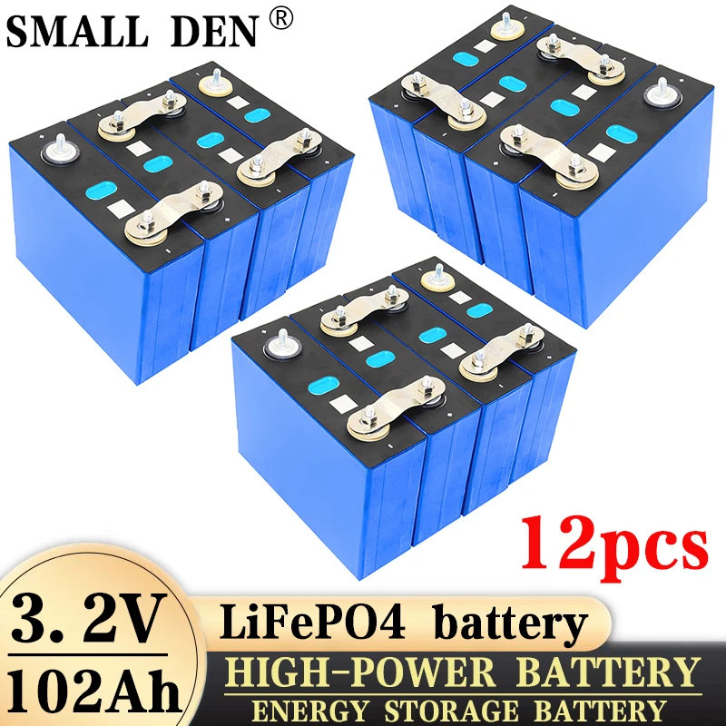 

New Class A 3.2V LifePO4 Battery 102Ah Rechargeable Prismatic Cells 100% Full Capacity for 12V 24V Van RV Outdoor Solar System