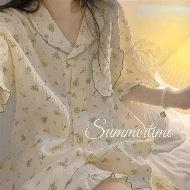 

Женское нижнее белье с карманами и рукавом, пижама с принтом, одежда для сна с короткими шортами, Стильные комплекты, домашняя одежда, японская Пижама