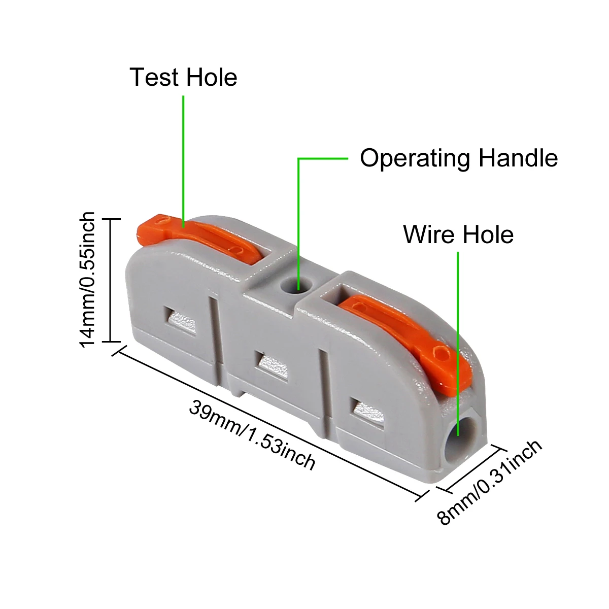 Wire Connectors 1 to 1 Inline Electrical Lever Wire Connectors Nuts Push-in Quick Conductor Compact Splicing Connectors 28-12 AWG wire connectors
