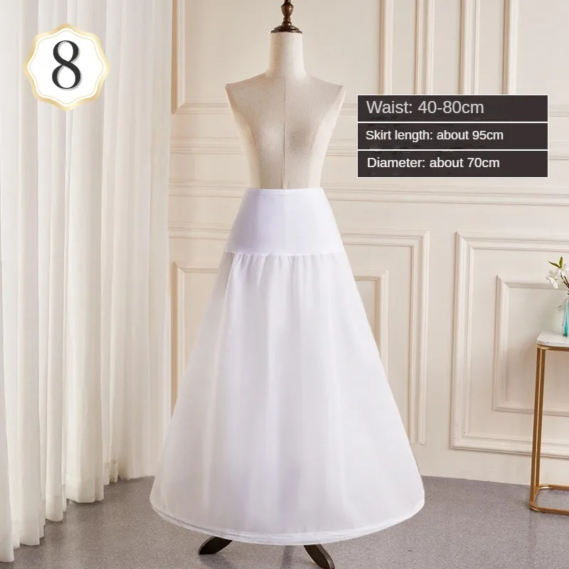6-Hoops Underskirt Women Petticoat Wedding Dress Pleated Crinoline White a Line Floor Length Under Skirt Cancan Pettidresses 5