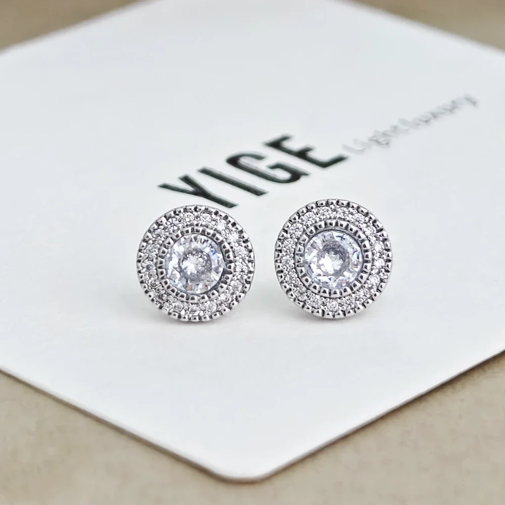 Stud Earrings Delicate Small Round Women Shiny Cubic Zirconia Simple Versatile For Teens Fashion Jewelry