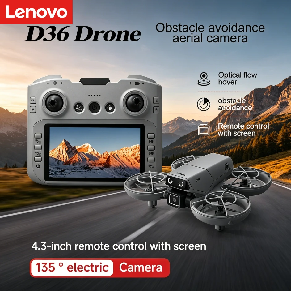 Drone Lenovo D36 con Tripla Fotocamera 4K HD 8K, Motore Brushless, Evitamento Ostacoli, Pieghevole, Quadricottero RC Professionale per Riprese Aeree