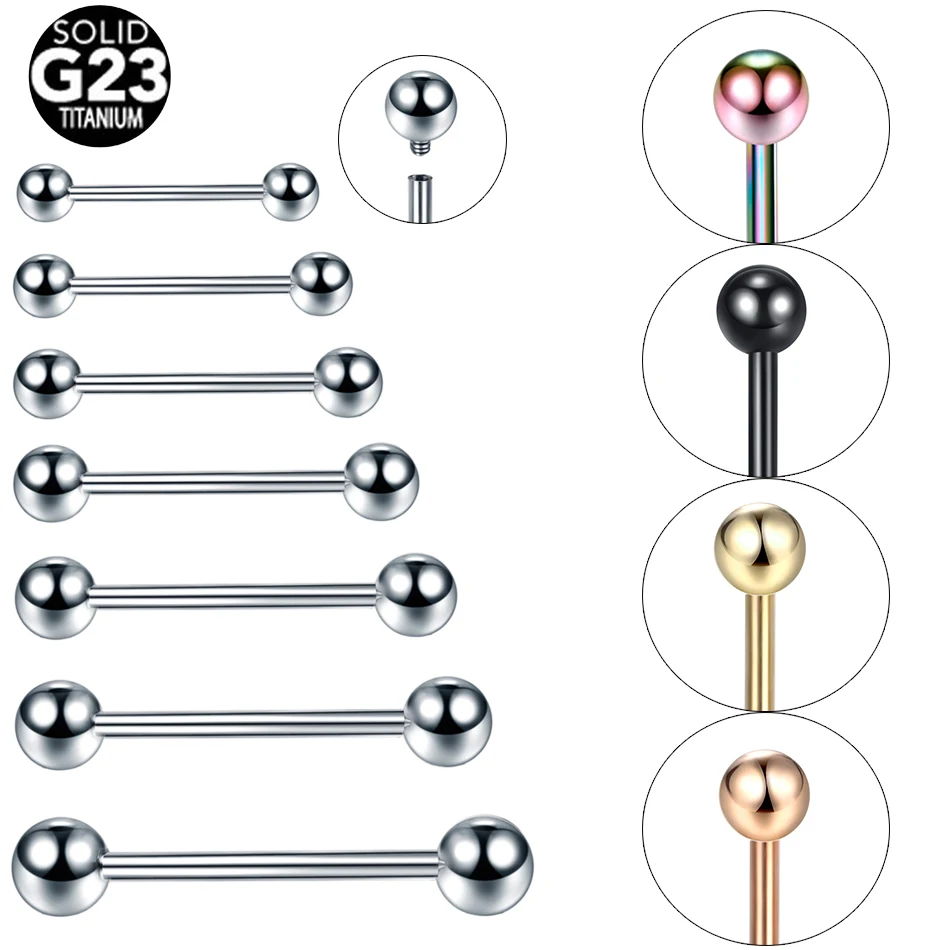 

10Pcs/lot G23 Titanium Tongue Piercing Ring Industrial Barbell Ring Lengua Nipple Bar Ear Tragus Helix Piercing Body Jewelry