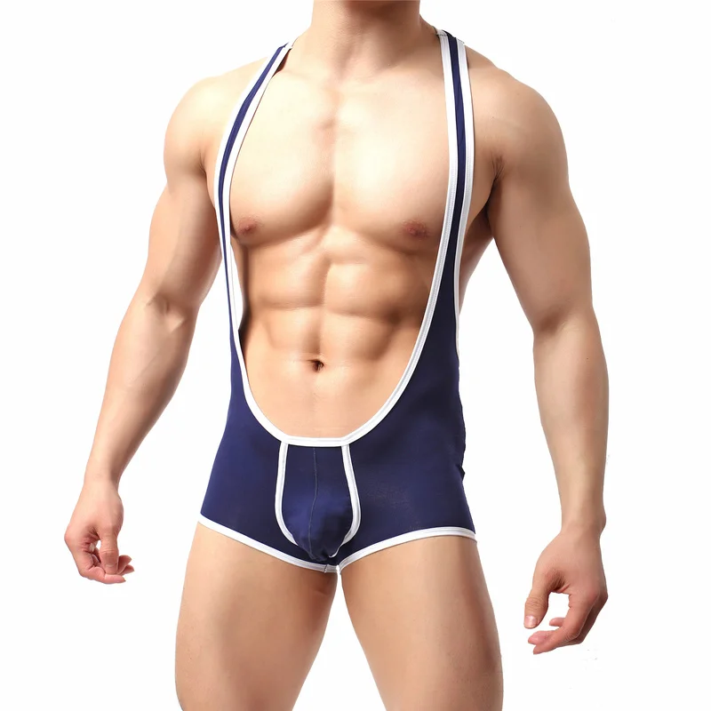 

Sexy Mens Undershirts Modal Sleepwear Jumpsuit Breathable Home Jockstrap Bodysuit Wrestling Singlets Underwear One-Piece Pajamas