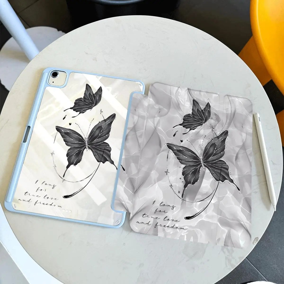 Elegant Butterfly-Inspired PU Acrylic Tablet Cover