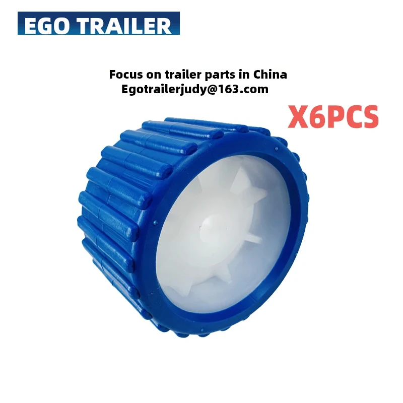 

EgoTrailer 6PCS BOAT TRAILER WOBBLE ROLLERS. 5" BLUE RIBBED 18mm Bore. Soft Wobble Roller