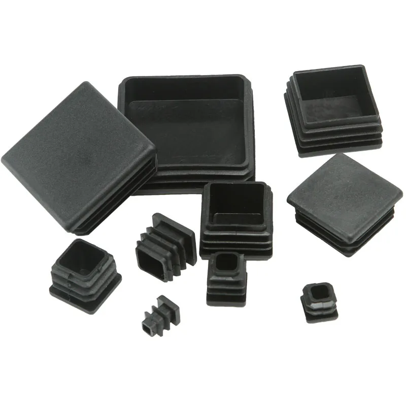 Square Pipe Tube Cap Plastic Tubing End Cap Glide Insert Blanking End Plug 10/15/20/25/30/38/40/45/50/60/80/100mm