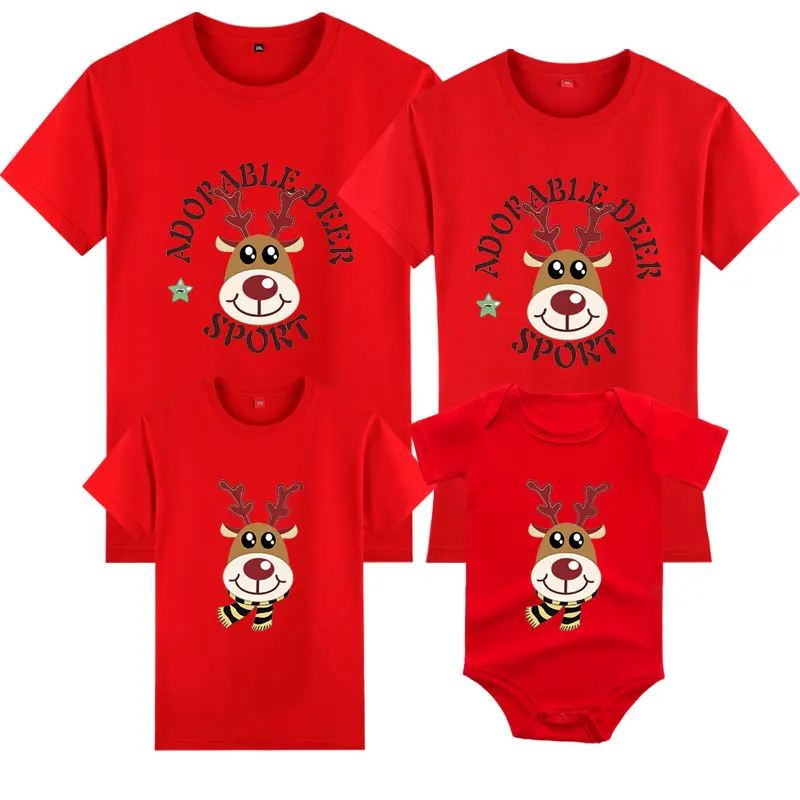 

Christmas Father Mother Son Daughter Clothes Family Matching Outfits Women Men Kids Cotton Cartoon Print T-shirt Baby Rompers