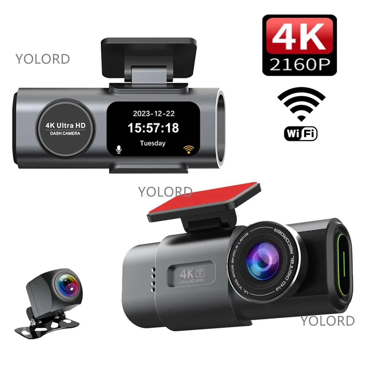 

New 3840*2160P Dash Cam UHD 4K+1080P Dual Lens Car Recorders WiFi Night Vision Camcorder G-Sensor Car DVR Black Box