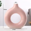 Nordic Vase Circular Hollow Ceramic Donuts Flower Pot Home Living Room Decoration Accessories Interior Office Desktop Decor Gift 6