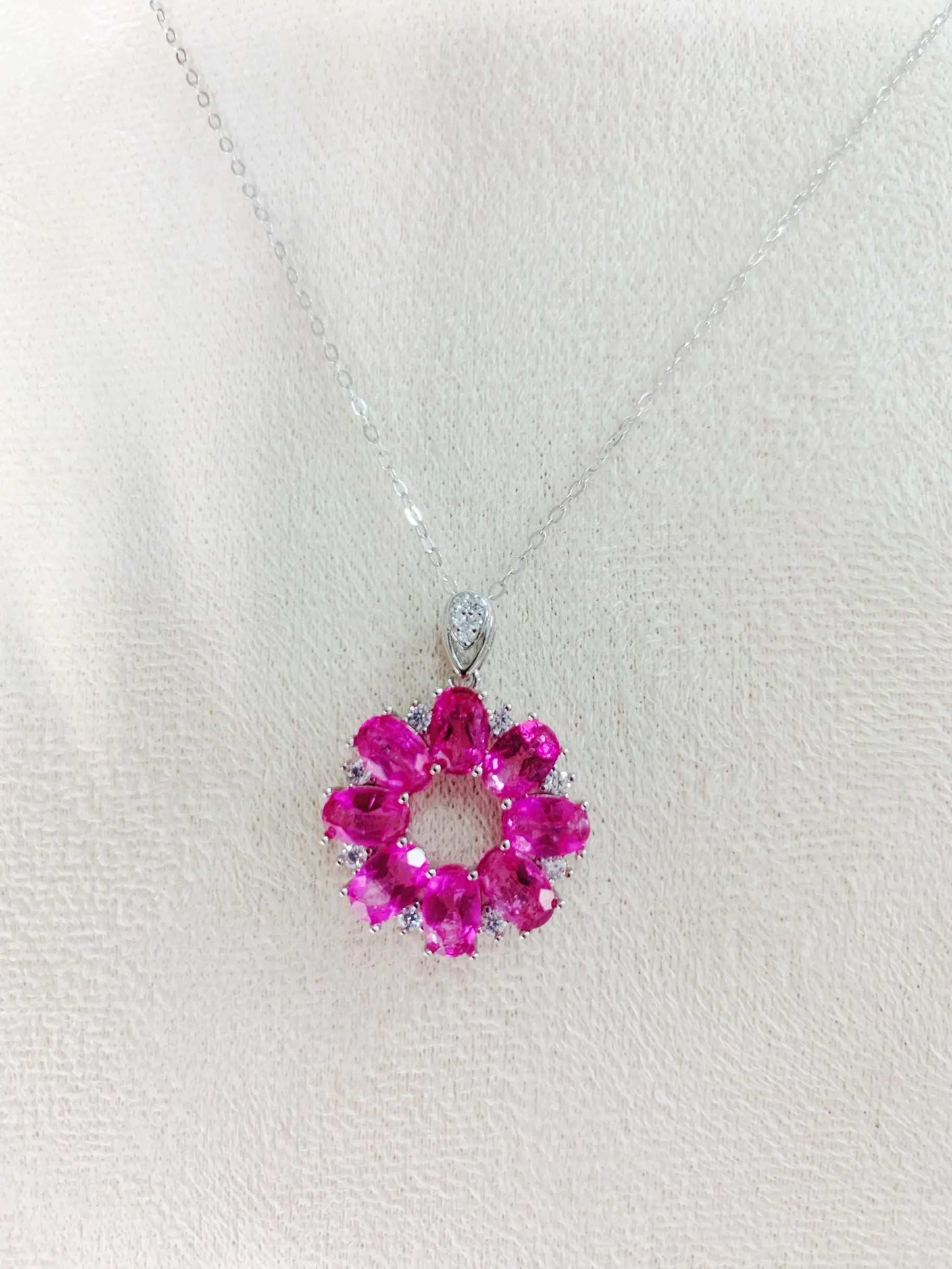 ZECAA Pink Topaz Fine Jewelry Woman Pink Topaz Pendant With Natural Gemstone 4*6mm For Woman Pendant