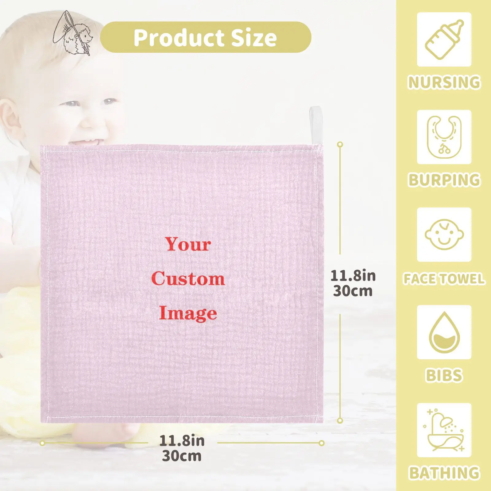 3/5PCS Baby Cotton Bath Towel 4-Layer Gauze Face Washcloth Squares Hand Wipe Newborn Bathing Feeding Kids Handkerchief