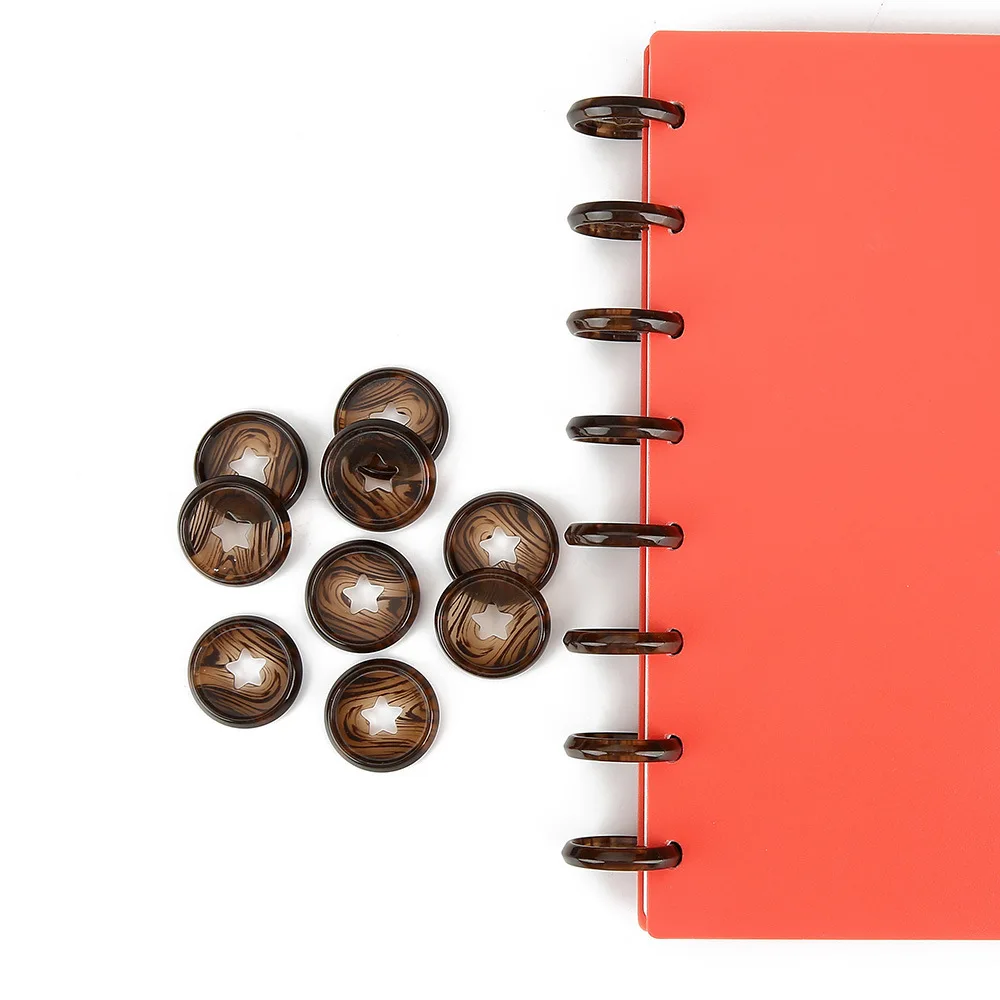 26mm Amber Star Mushroom Hole Discs Loose-leaf Ring Disc Binder Ring Discbound Notebook Discbound Discs Mushroom Binders 12pcs