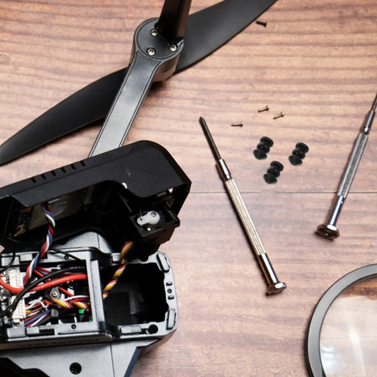 Kit de 10 amortisseurs silicone pour cardan de drone, disposés en cercle, idéal pour stabiliser la caméra.