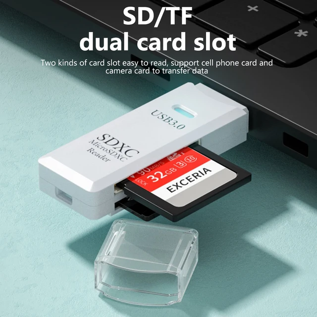 고속 USB 3.0 인터페이스와 다양한 카드 지원을 제공하는 2 인 1 카드 리더기
