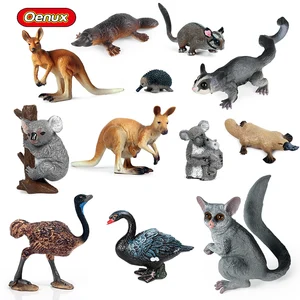 Oenux Simulation Australian Wild Animals Kangaroos Koala Wombat Ostrich Black Swan Model Action Figure Figurines Toy For Kids