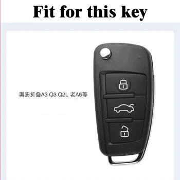 Cover chiate/telecomando per Audi A3 A4 A5 C5 C6 8L 8P B6 B7 B8 C6 RS3 Q3 Q7 TT 8L 8V S3 portachiavi - In Fibra di carbonio ABS Chiave Dell automobile Del Silicone di Caso Della Protezione Della
