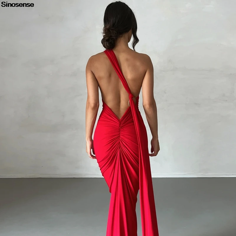 Womens Elegant Evening Party Cocktail Long Dress Sexy Backless Open Back Ruched Slim Bodycon Formal Wedding Guest Maxi Dress - 6