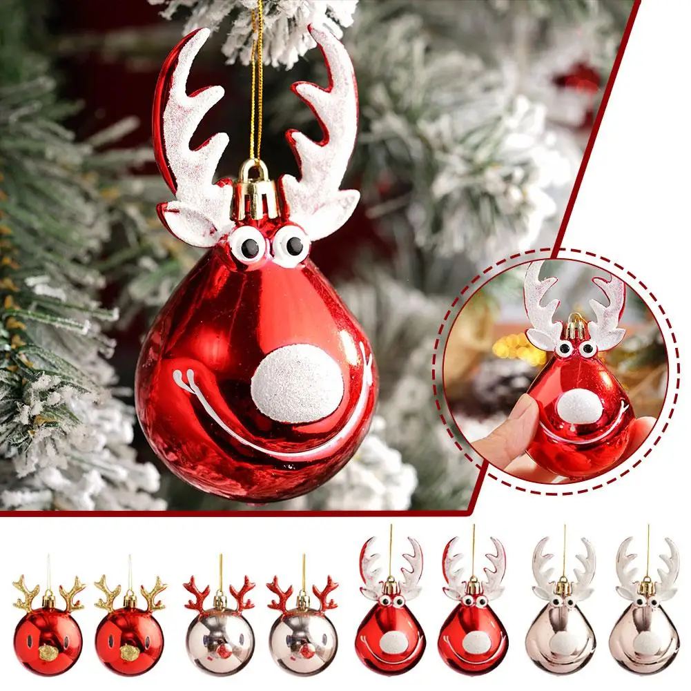 

2023 Christmas Decoraiton for Home 2pcs/lot Painted Plating Elk Snowman Candy Christmas Tree Ornament Navidad Noel New Year L4G2