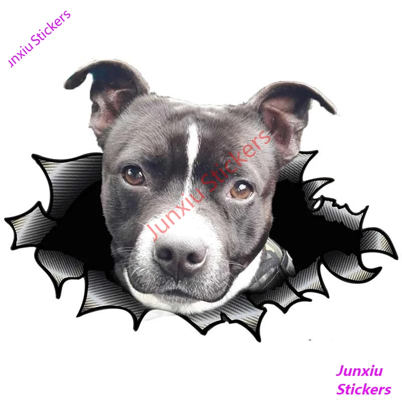 

American Staffordshire Terrier Car Sticker Torn Metal Decal JDM Bumper Camper Trunk Decor 3D Motorcycle Exterior PVC13x9cm