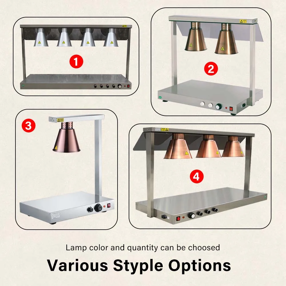 DR1 Commercial Grade Food Heat Lamp Portable Electric Food Warmer Station with Bulbs  Hot Base Plate Buffet Chafing Dish Chafer 5