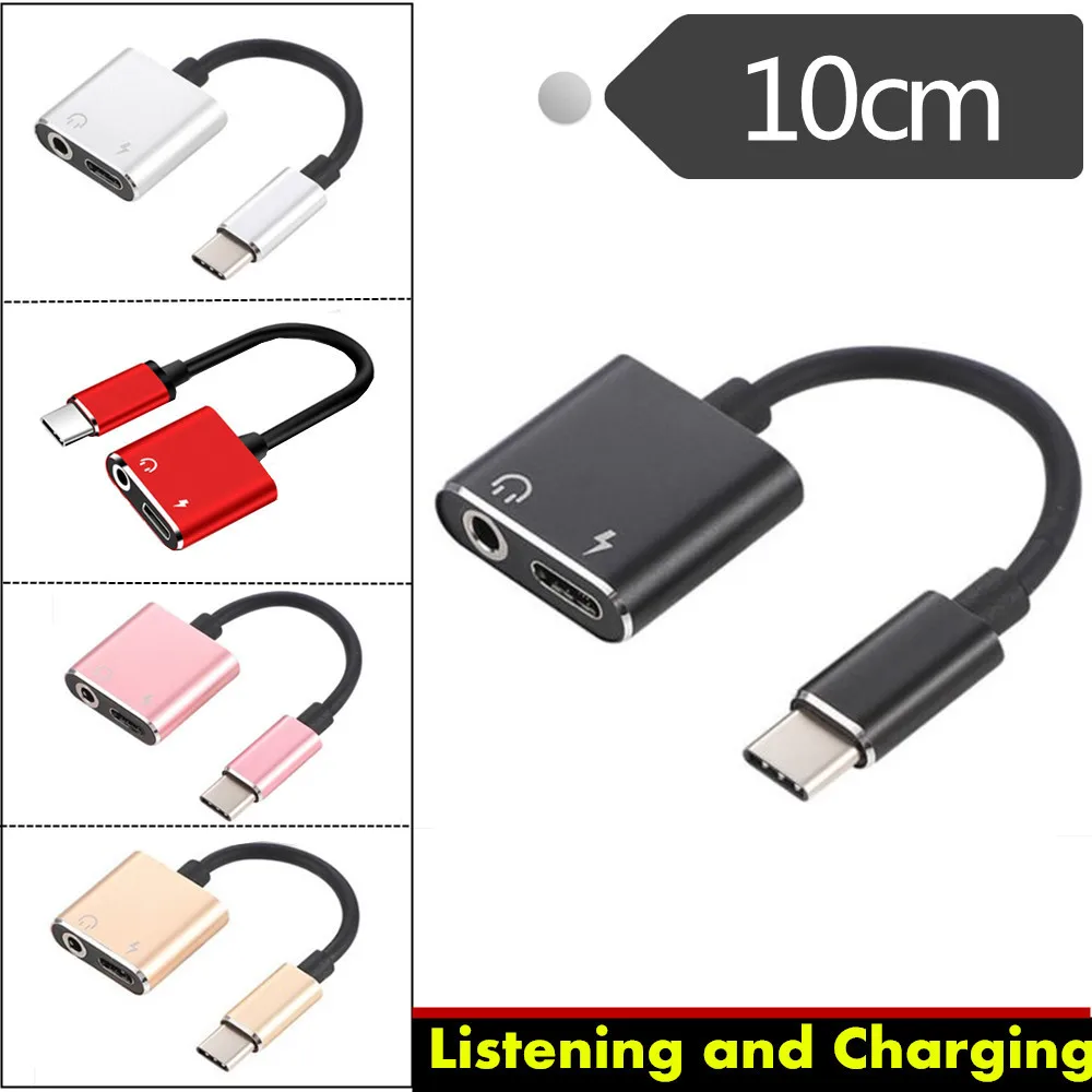 2 In1 Tipo-C Usb C A 3.5Mm Aux Audio Jack Per Cuffie Adattatore Cavo Di Ricarica 0.1M;