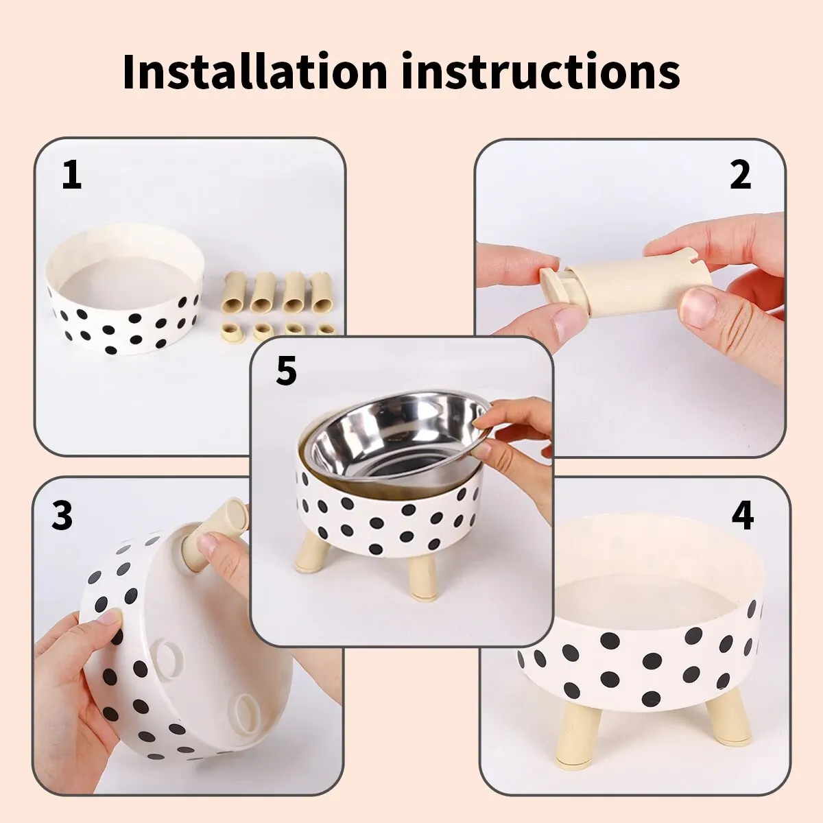 Cat Bowl Cats And Dogs Simple Polka-dot Stainless Steel Pet Tall Bowl Drinking Water Anti-overturn Water Bowl Food Bas pet food bowls