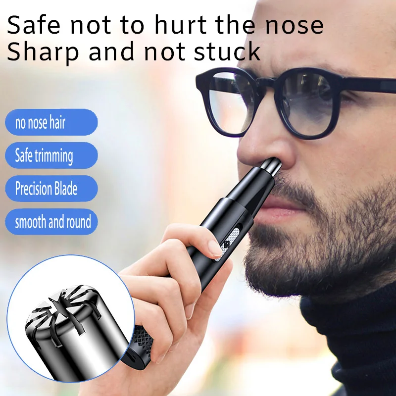 Nose Hair Trimmer USB Rechargeable Ear Face Eyebrow Hair Clean Trimmer Electric Shaver Trim Men Women Nose Hair Remover Kit Tool 2