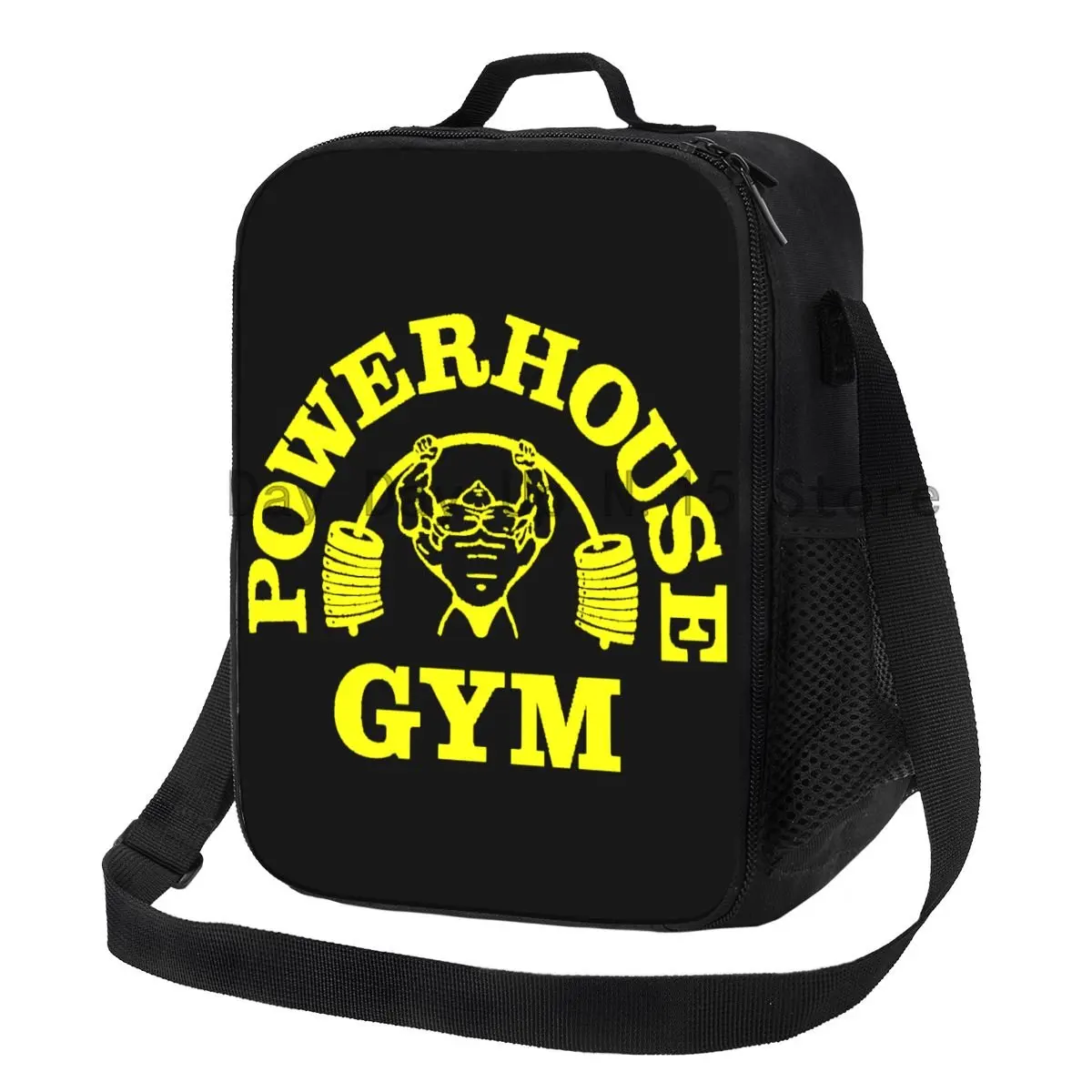 Custom Yellow Powerhouse Gym Lunch Bag Men Women Thermal Cooler