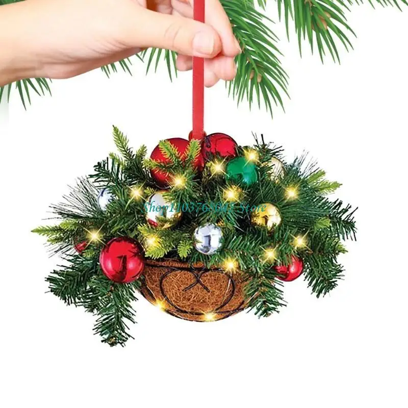 Zarter Blumenkorb, Weihnachtsbaumschmuck, perfektes Weihnachtsgeschenk, Schaufensterdisplay zum Verbreiten von Feiertags-Cheer-Dekorationen – Detail 8