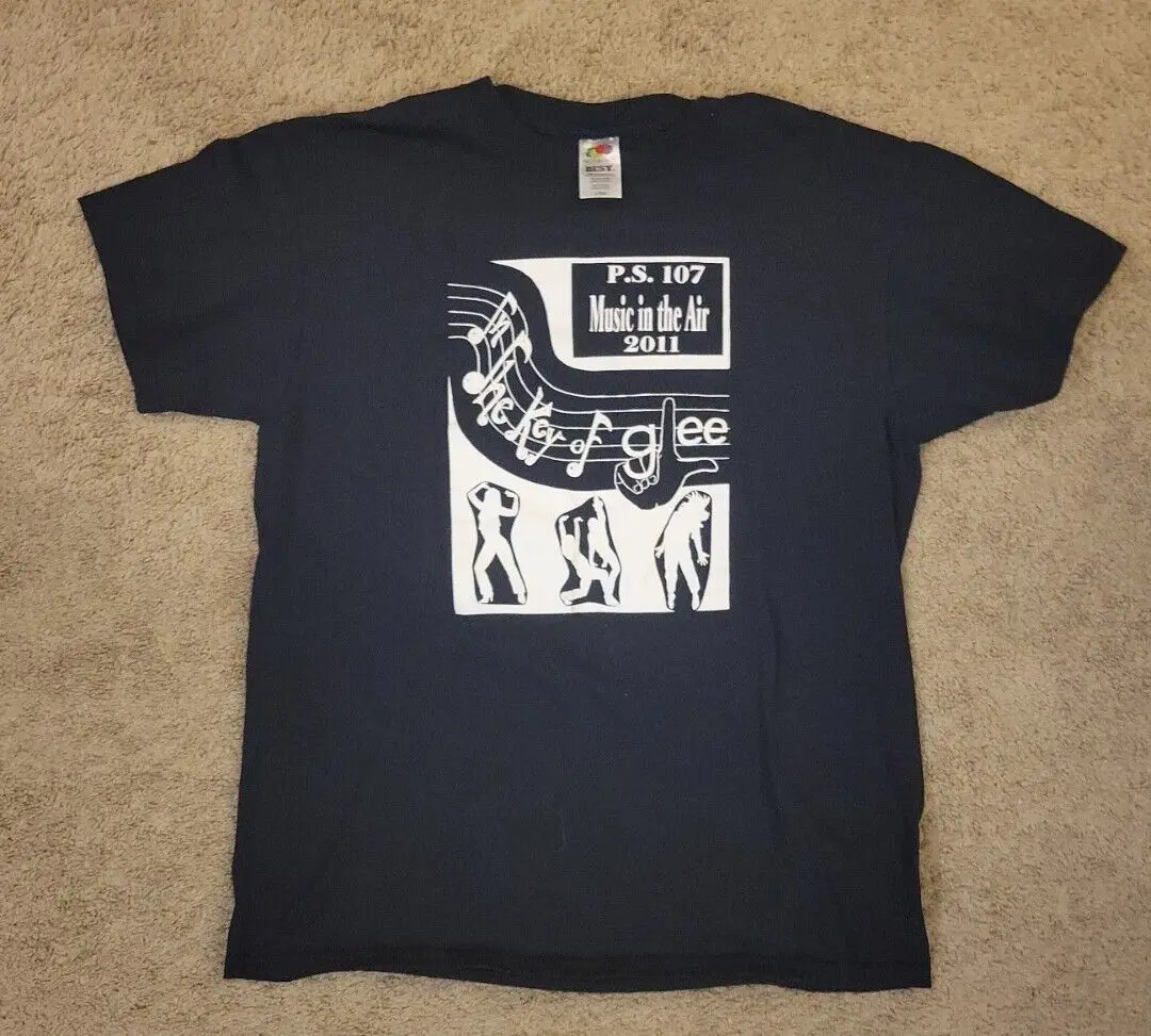P.S. 107 Musica Nell'Aria 2011 La Chiave Della Maglietta Glee Nera L/G