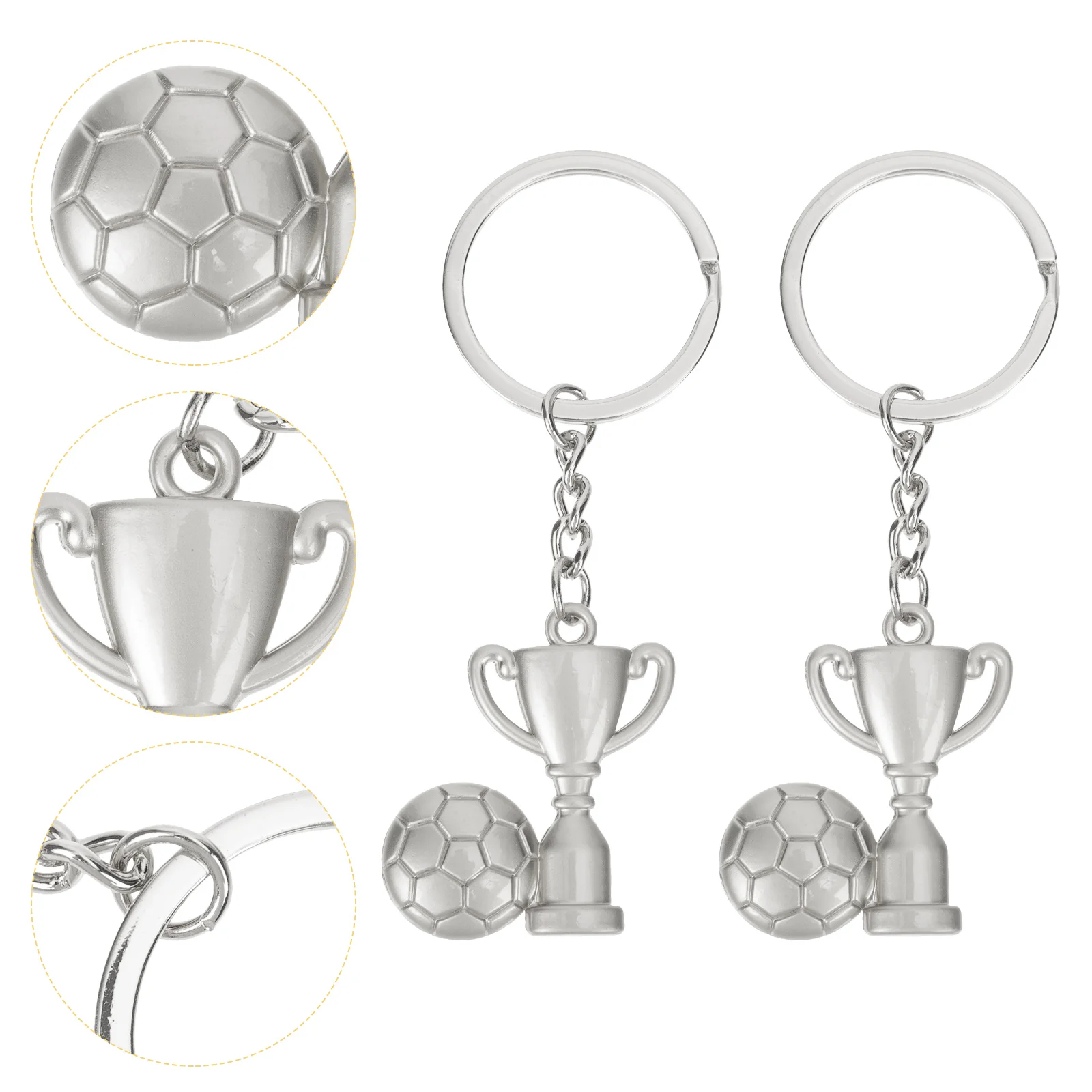 

2 Pcs Key Ring Football Keychain Dad Keychains Decorative Pendant Stainless Steel Sports