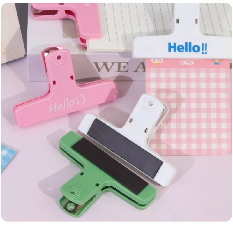 [Color random] 3Pcs Magnetic Clip kitchen Food Snack sealing seasoning Plastic Clip Office Supply for Documents Bills Stationery