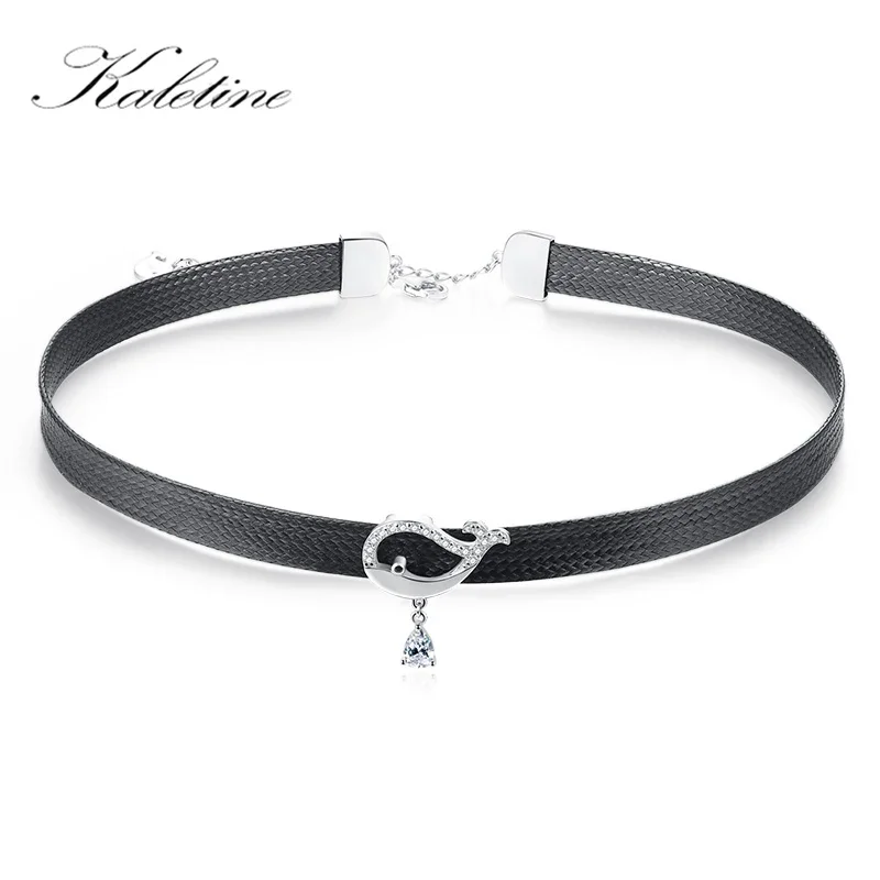 KALETINE  & 블랙 브레이드 초커 목걸이 여성을위한 Chocker Colar Fish 동물 쥬얼리 소녀를위한 블랙 로프 선물