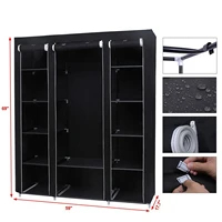 69" Portable Clothes Closet Wardrobe Storage Organizer with Non-Woven Fabric Quick and Easy to Assemble Extra Strong 2