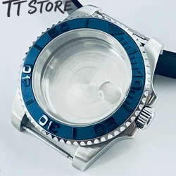 Sleek Silver 40mm Watch with Ceramic Bezel & Sapphire Case - Unisex Design - NH34 NH35 NH36 NH38 (Blue 88)