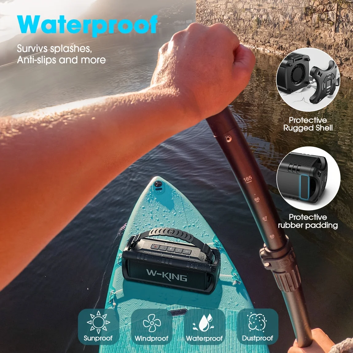 Bluetooth Speaker Portable Speaker Mini Bluetooth Speaker Mini Sound Box W-King D8mini Portable Bluetooth Speaker 30W Music Box 5000 mAh Battery Waterproof Speaker Box 24 Hour Battery Life