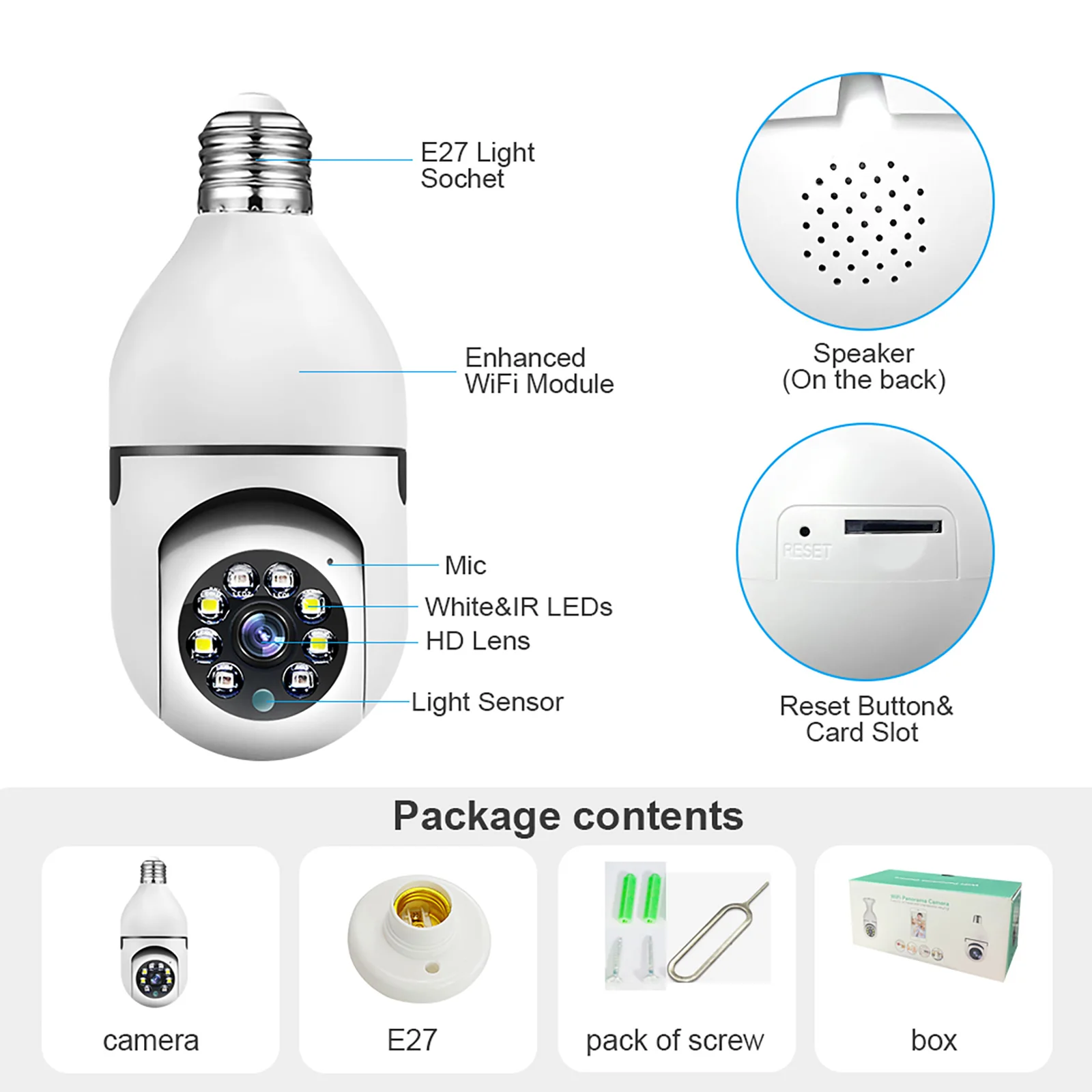 E27 Bulb Wifi Surveillance Camera Wireless Night Vision HD Automatic Human Tracking Security Baby Monitor Zoom Full Color Video 6 E27 Bulb Wifi Surveillance Camera Wireless Night Vision HD Automatic Human Tracking Security Baby Monitor Zoom Full Color Video 6