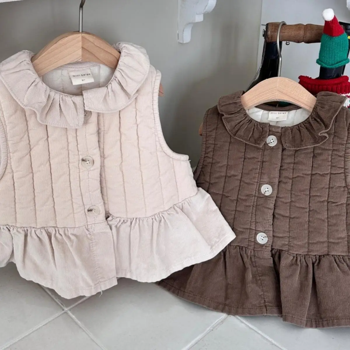 

Autumn Winter New Boy Girl Baby Solid Sleeveless Cardigan Cotton-padded Vest Children Flounce Casual Tops Kid Cotton Waistcoat