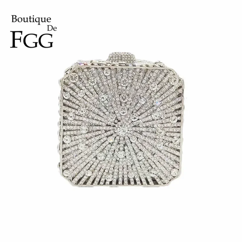 

Boutique De FGG (in stock) Crystal Women Evening Clutch Bag Wedding Bridal Minaudiere Box Rhinestone Handbags and Purses