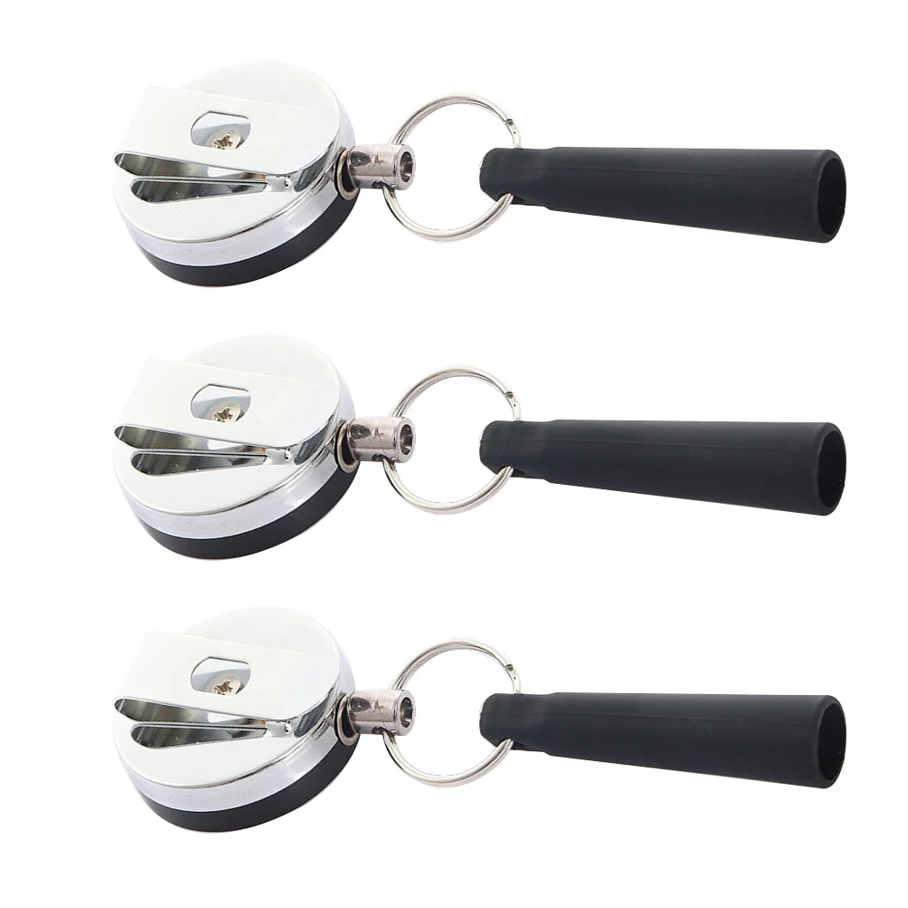 3 Pcs Retractable Pen Holder Hanging Hook Metal Bracket Keychain Clip Anti-lost Steel Wire Buckle Supplies Anti-theft