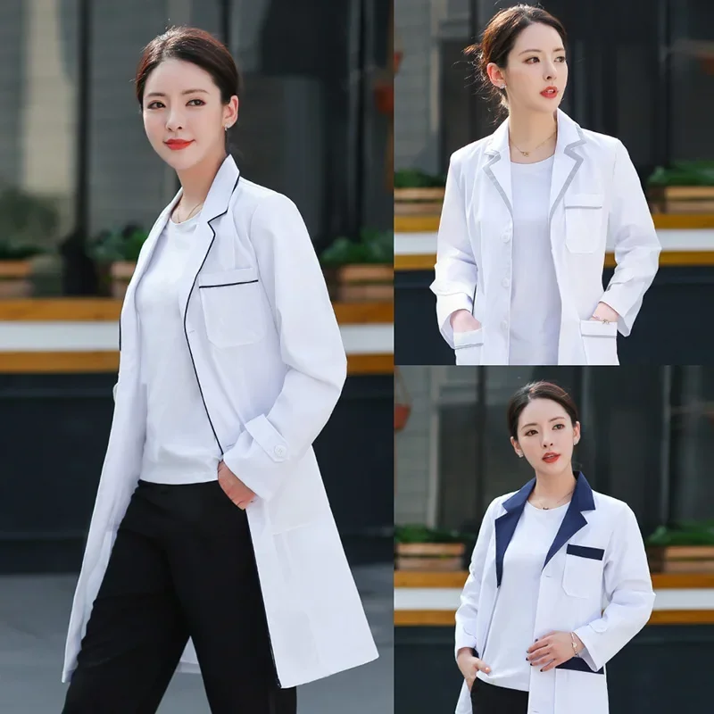 Long-sleeved Unisex White Coat High Quality Loose Embroidery Work Clothes Nurse Accessories Medical Uniform Lab Coat