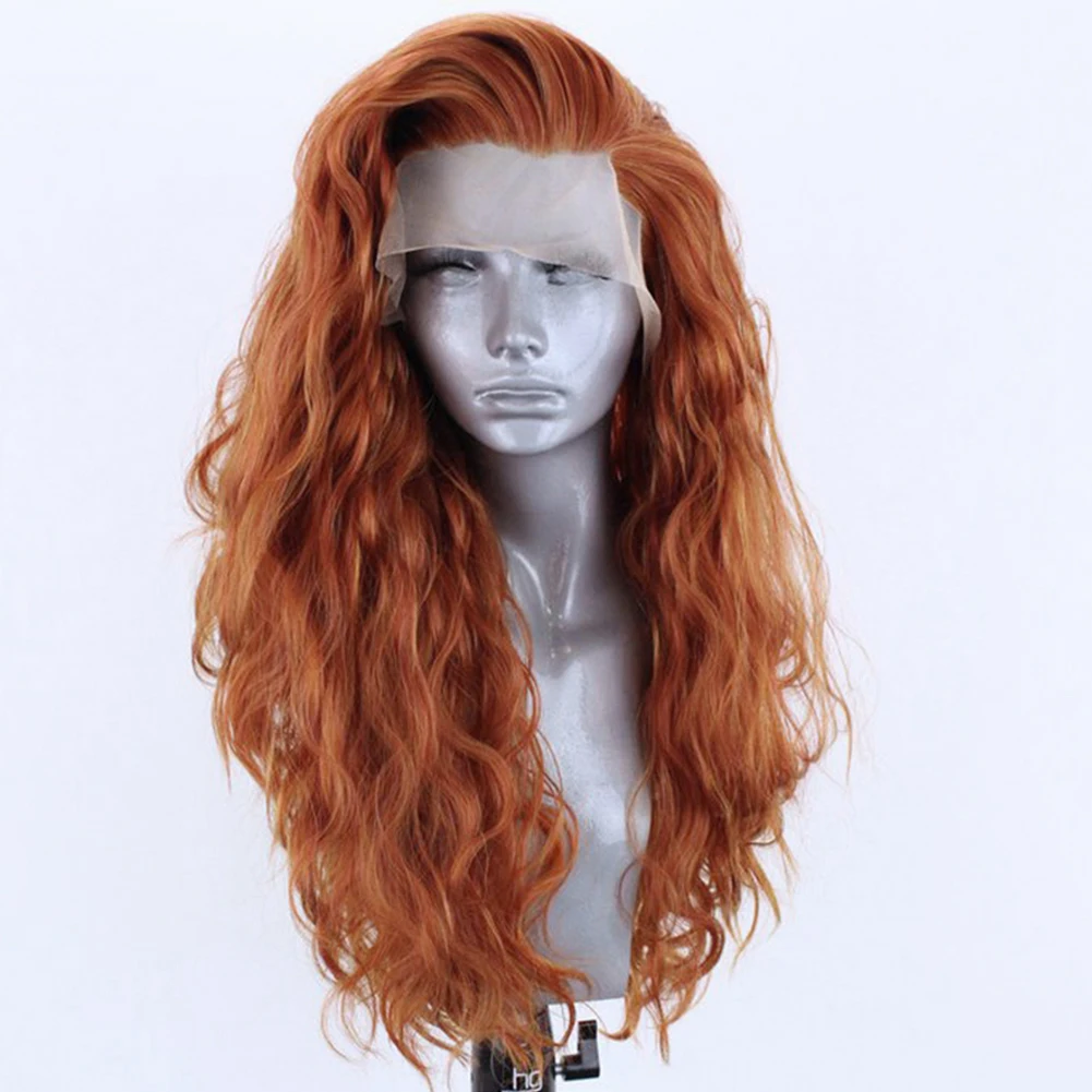 AIMEYA Ginger Synthetic Lace Front Wig lace front wig Long Wavy Black Cosplay Lace Wigs for Women Blonde Heat Resistant Fiber Synthetic Wigs