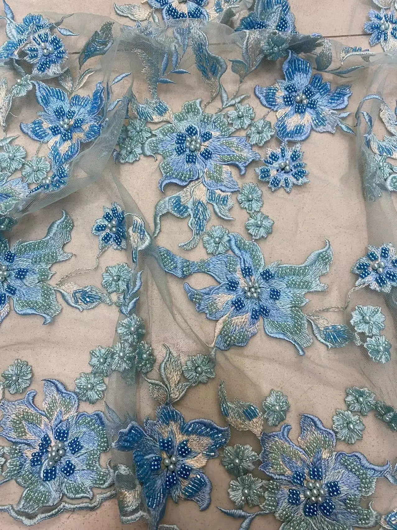 2023 qualidade superior feito à mão tecido requintado pérolas bordado francês malha fio africano grânulo rendas para vestidos de festa casamentos